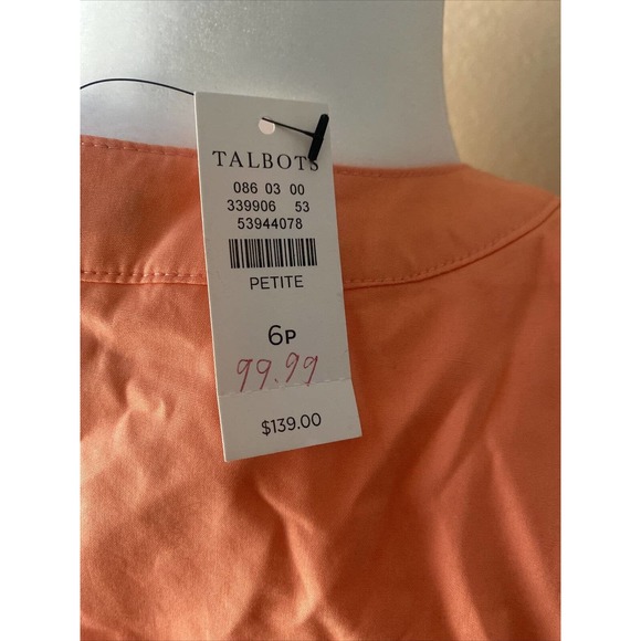 NWT Talbots Coral Cotton V Neck Tie Waist Ruffled A Line Maxi Dress Womens Sz 6P - Picture 3 of 3